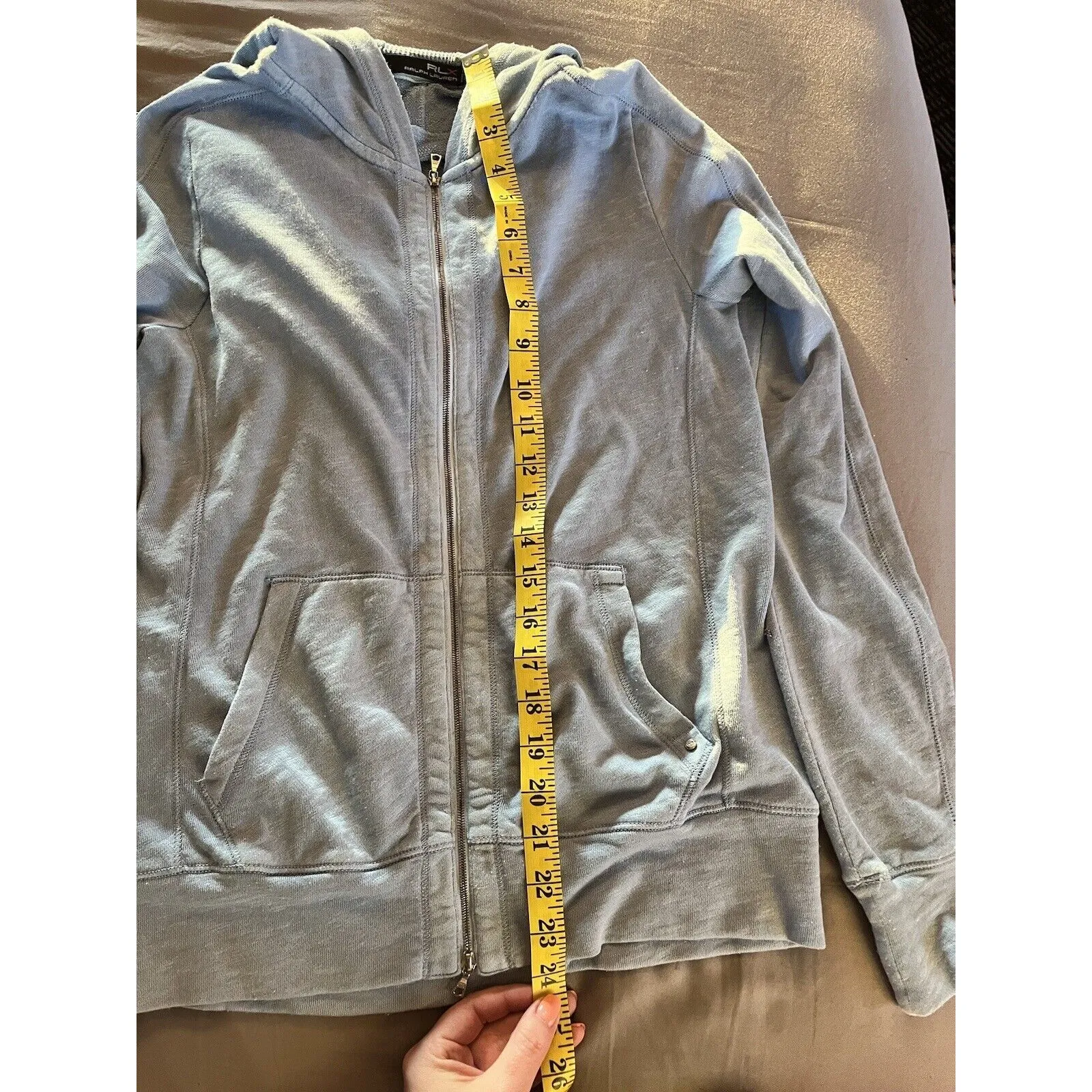 RLX Ralph Lauren Sweatshirt Jacket Hoodie Full Zip Blue Stretch Womens Small - Image 5