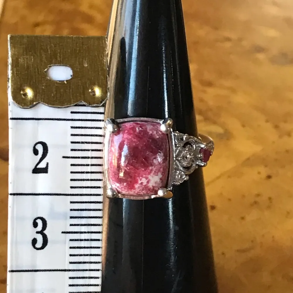Norwegian Thulite Ruby Sterling Silver Ring Pink - Image 6