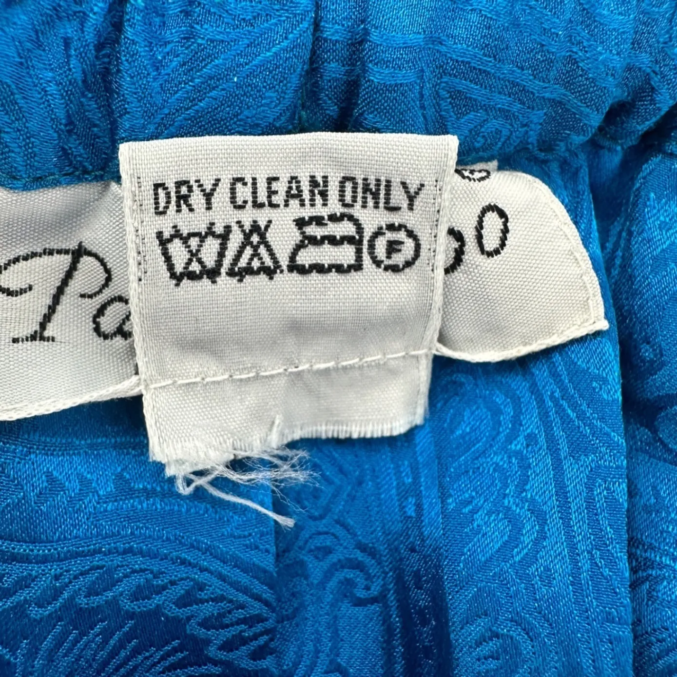 VTG Silk Papell Too Pleated Midi Skirt Capri Blue Paisley Print Quiet Luxury Size 6 - Image 8