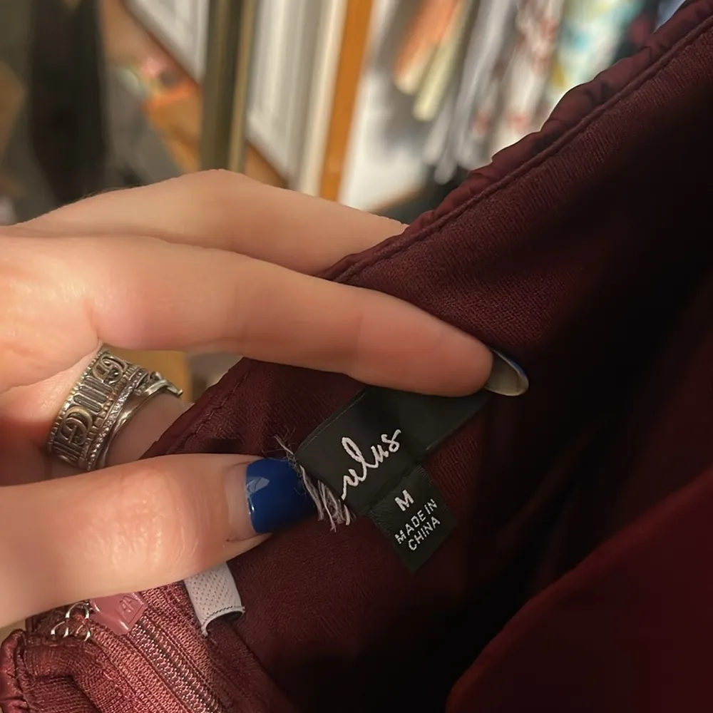 Lulu’s Confident Impression Burgundy Satin Pleated Halter Jumpsuit Size M - Image 6