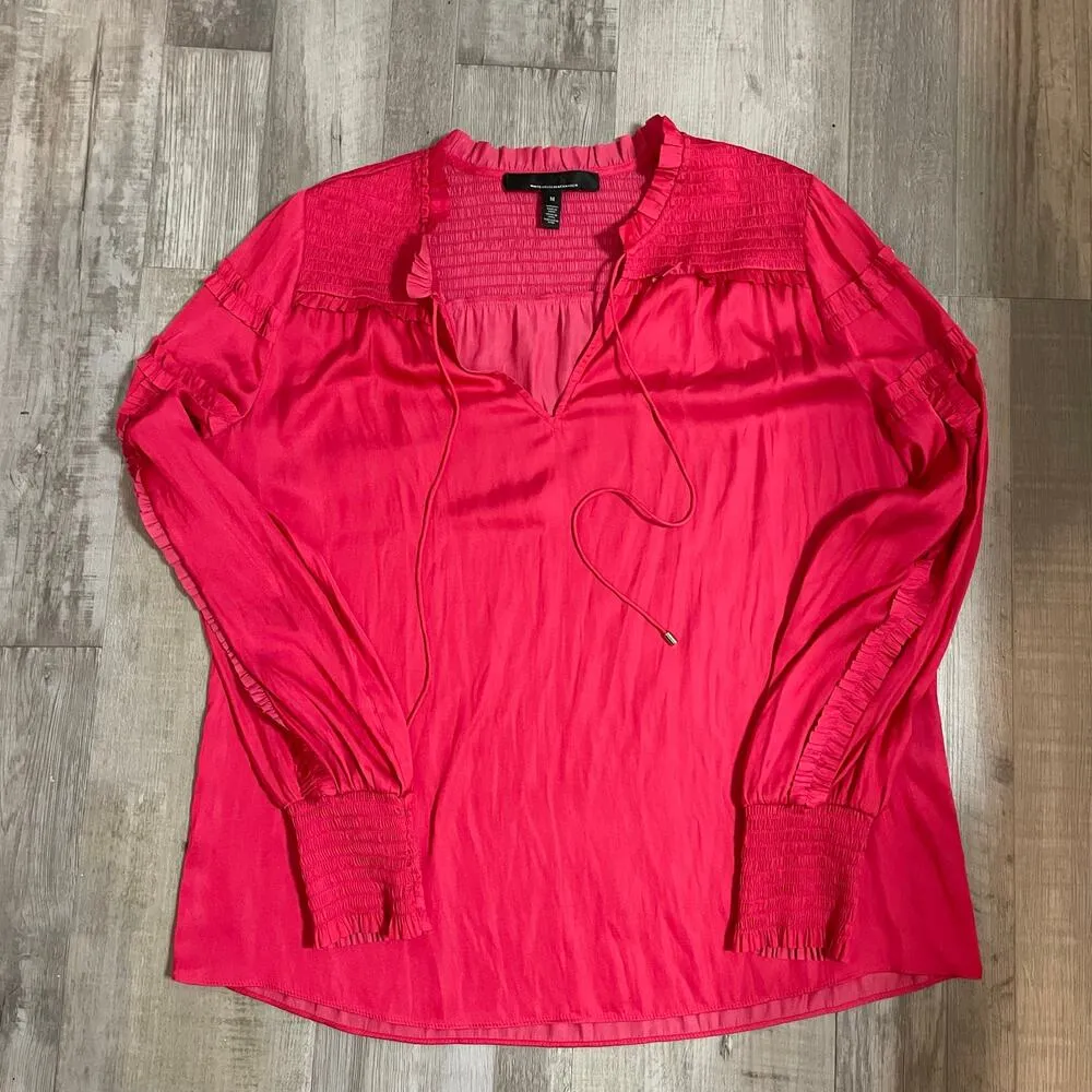 White House Black Market Tie-Neck Ruffle-Sleeve Blouse size Medium - Image 13