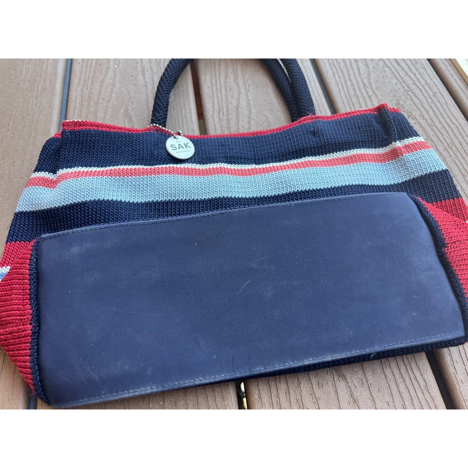 The Sak Crochet Purse Shoulder Bag Mini Tote Bohemian Stripe Handbag‎ Boho Nylon - Image 7