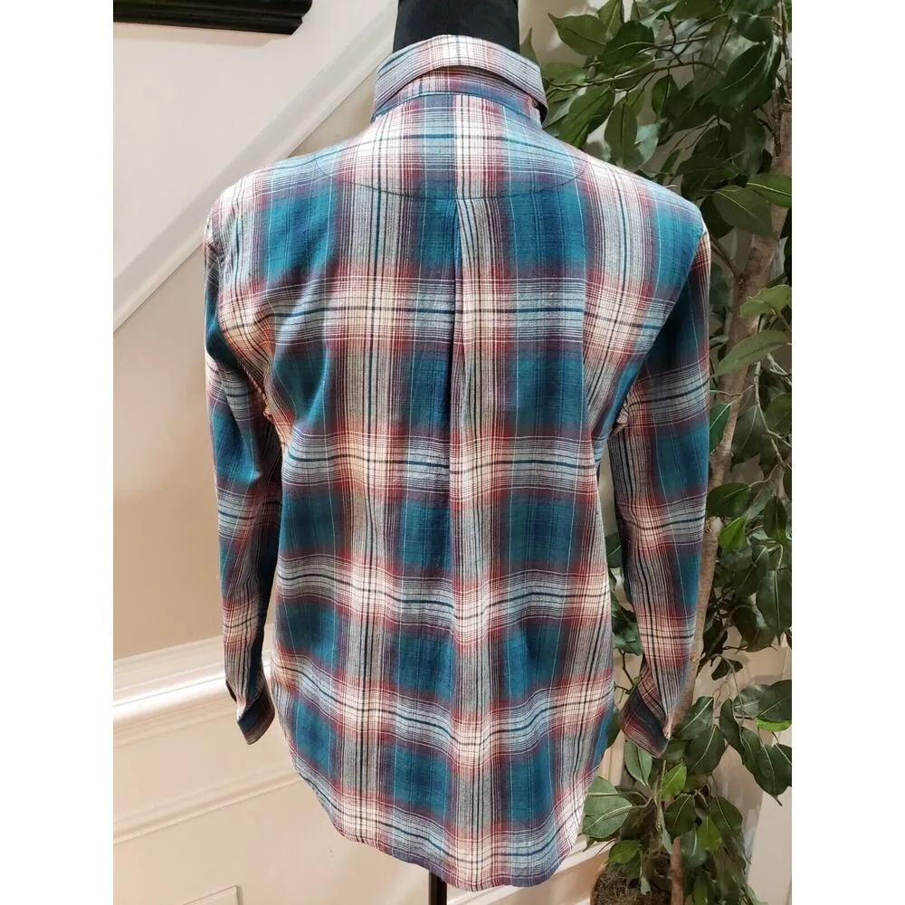 Petite Sophisticate Floral Polyester Collared Long Sleeve Button Down Shirt PM - Image 6