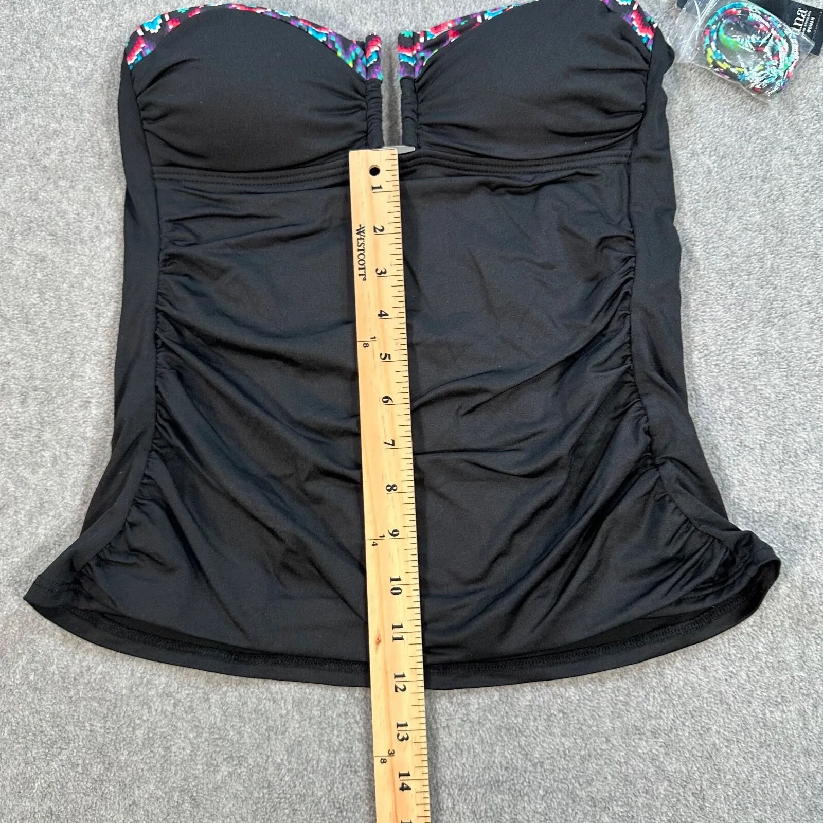 A.N.A. Tankini Swim Top Women's 8 Black Multicolor Removable Straps Padded New - Image 7