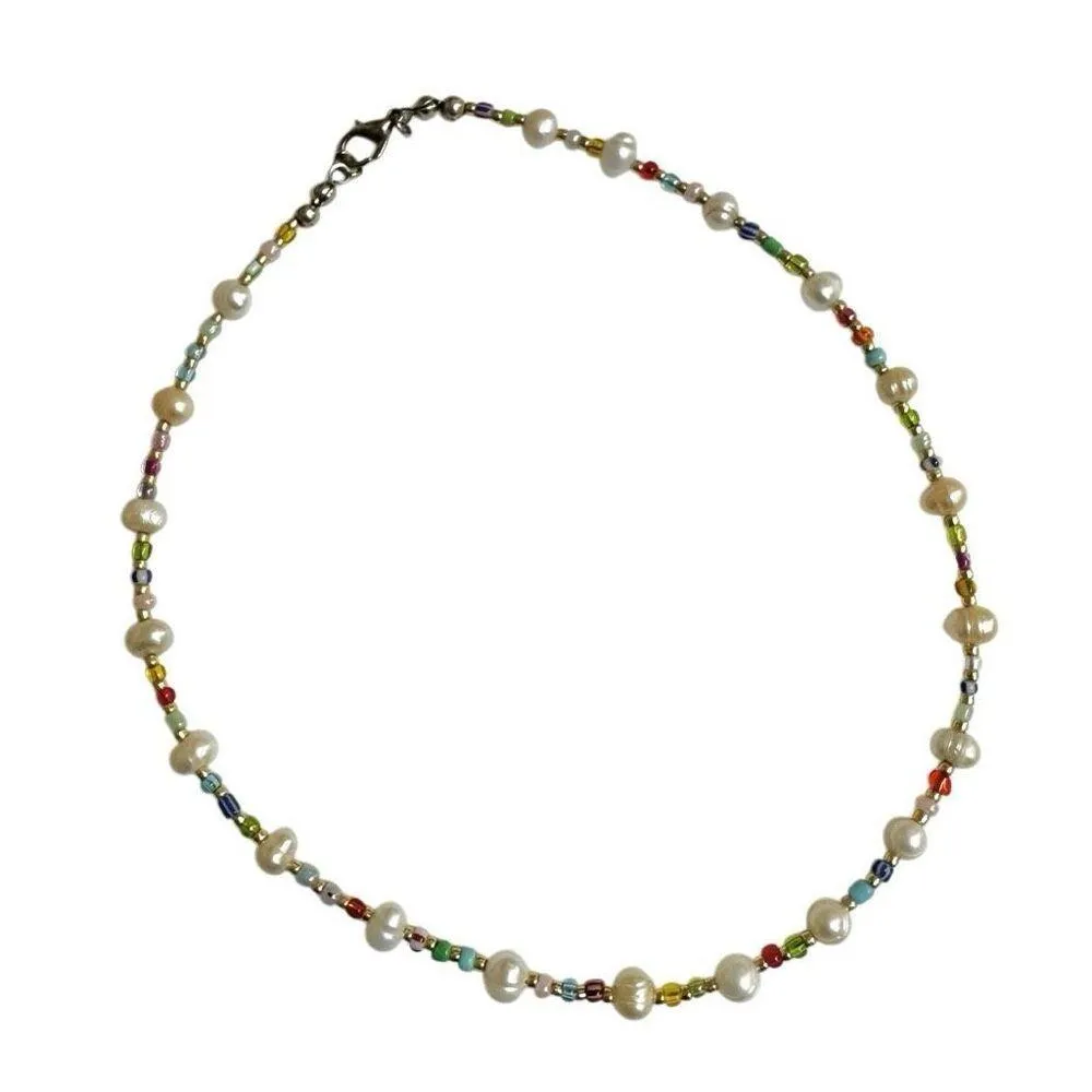 Pearl colorful beaded choker necklace - Image 4