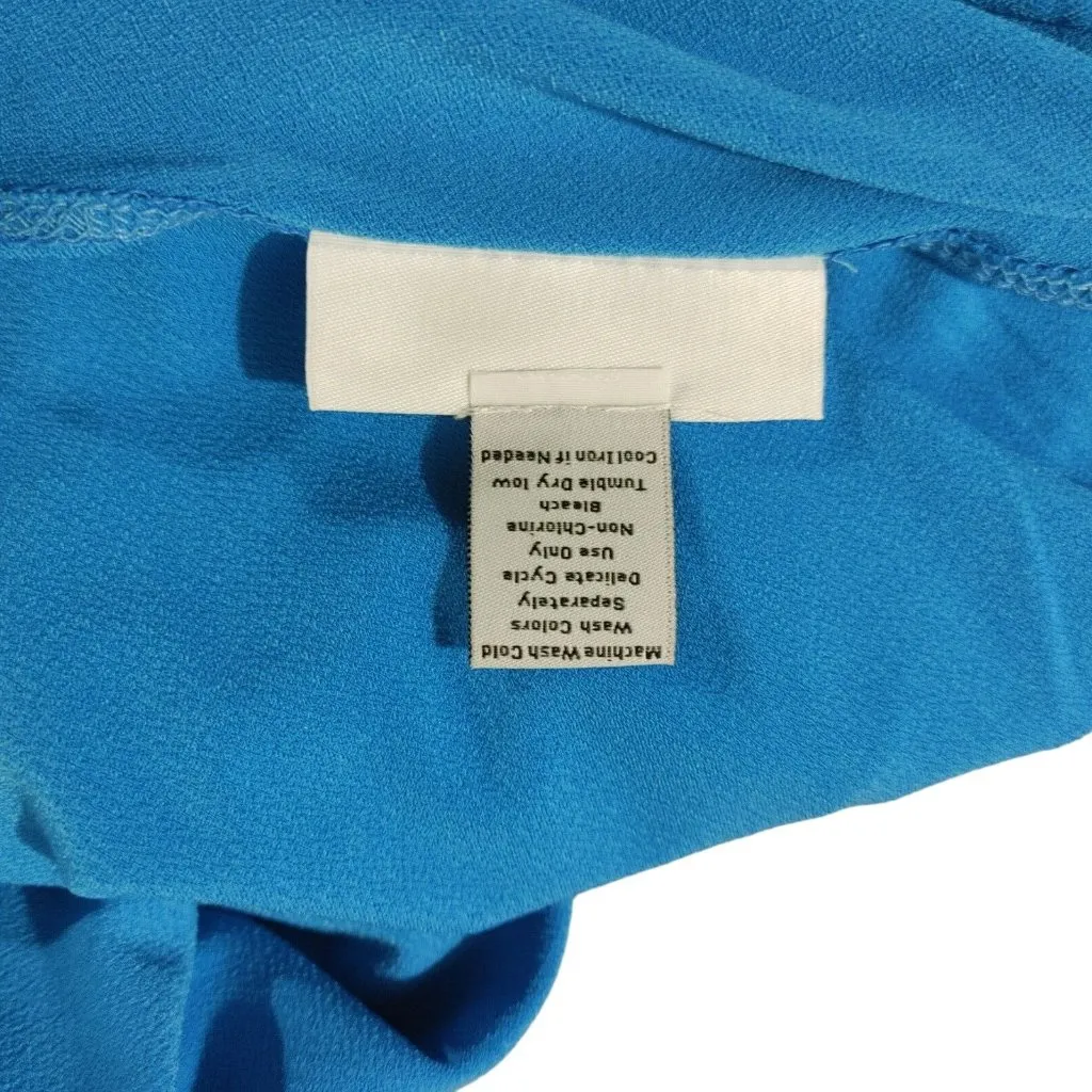 Serengeti Blue Knot Front Midi Wrap Dress XL Quarter Sleeves Polyester Spandex - Image 4