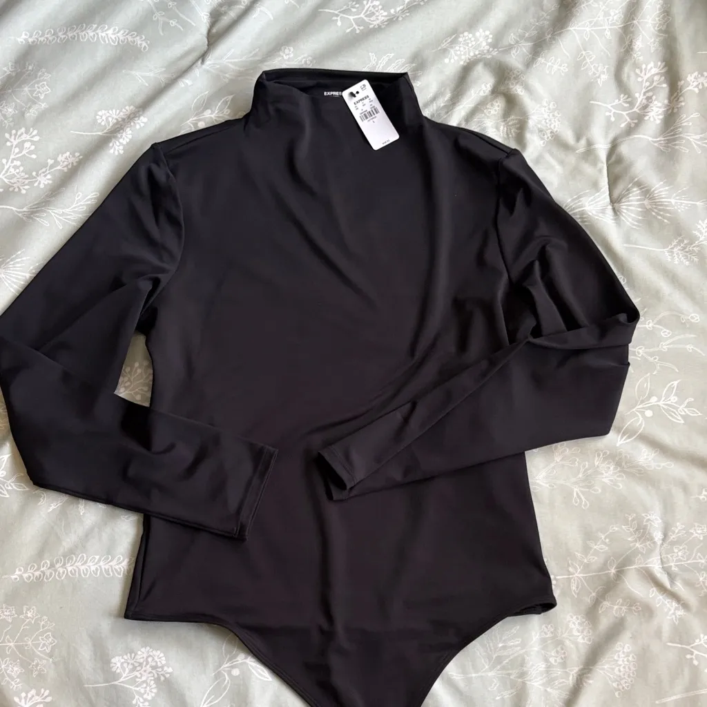 Express Black Body Contour High Neck Bodysuit - Image 2