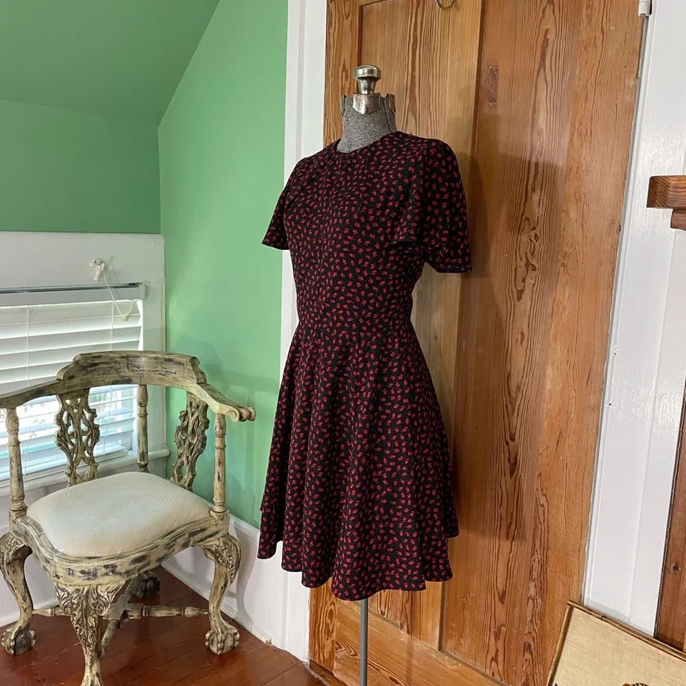 Adelyn Rae Black & Red Floral Flutter Flirty Mini Dress - Size XS - Image 2