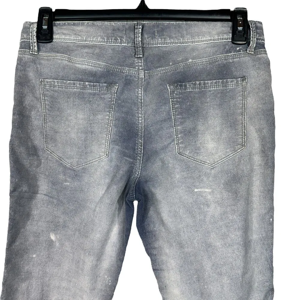Free People SZ 29 Cropped Corduroy Pants Mid-Rise Zip-Fly Pockets Gray Washed - Image 5