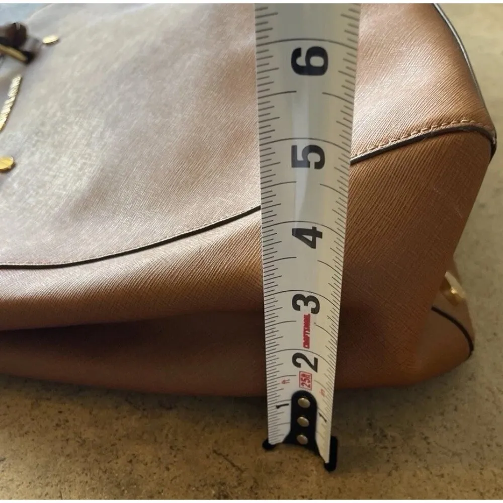 Vintage Michael Kors Women’s  Handbag Bag Brown Gold Saffiano Leather Tote - Image 6