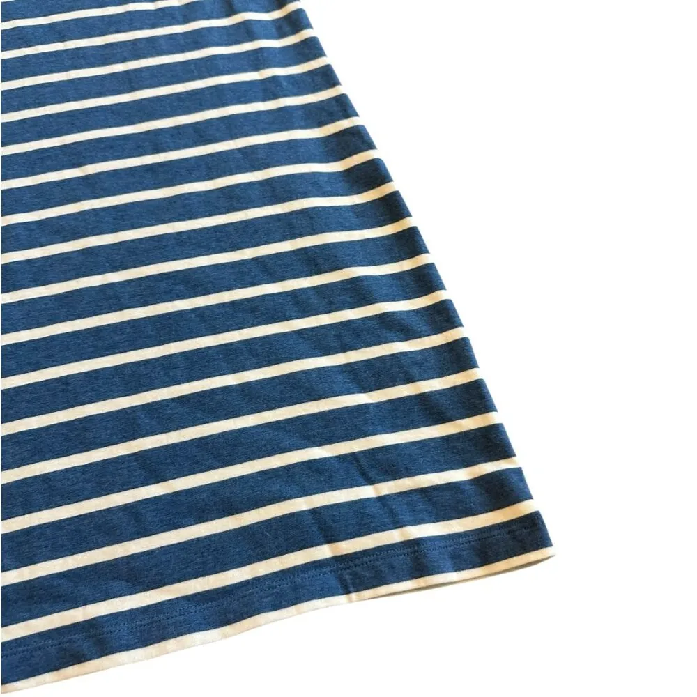 Boden Blue White Stripe Sheath Dress 3/4 Sleeves Crew Neck Cotton Size Large - Image 4