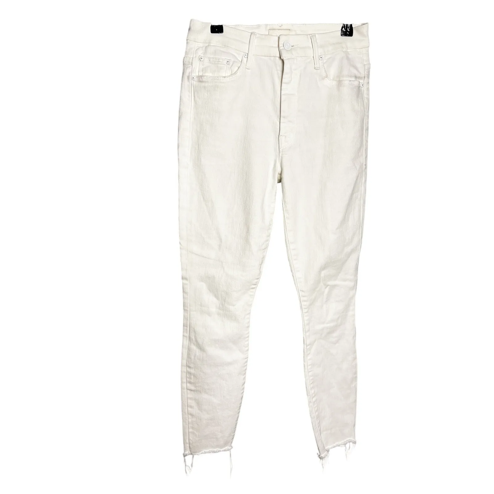 Mother High Waisted Looker Ankle Fray Jeans Size 26 Fairest of Them All White - Image 2