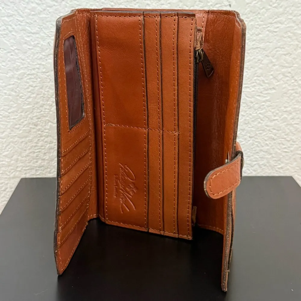 Vintage PATRICIA NASH 100% Leather Camo Print Multicolor Trifold Murcia Wallet. - Image 5