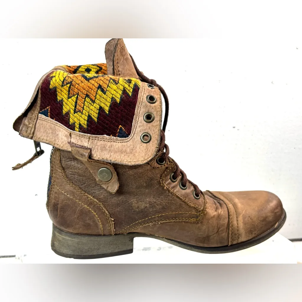 Steve Madden 10 CHEVIE Hipster Leather Lace Up Southwest Pattern Lined Shoes - Image 8