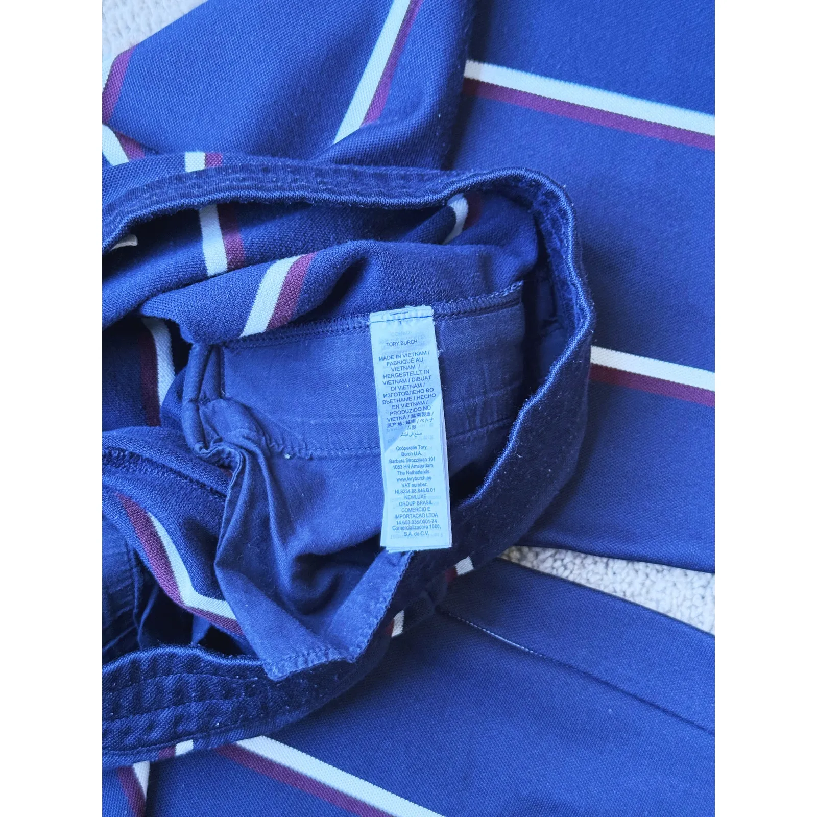 Tory Burch Sport Mini Double Stripe Wide Leg Trousers Pants Navy Small Blue Luxe - Image 8