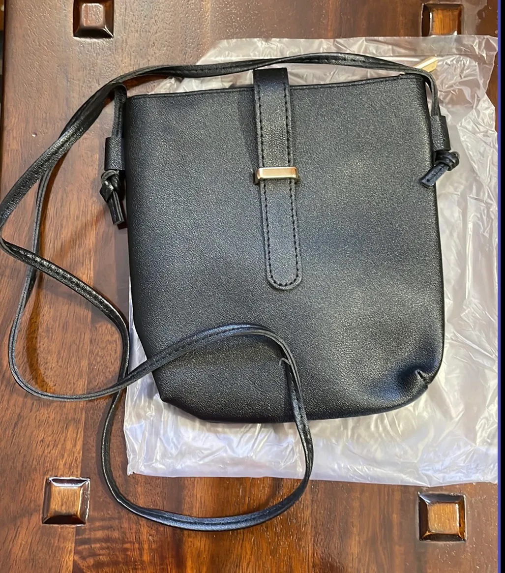 Black Vegan Leather Bucket Bag - Image 6