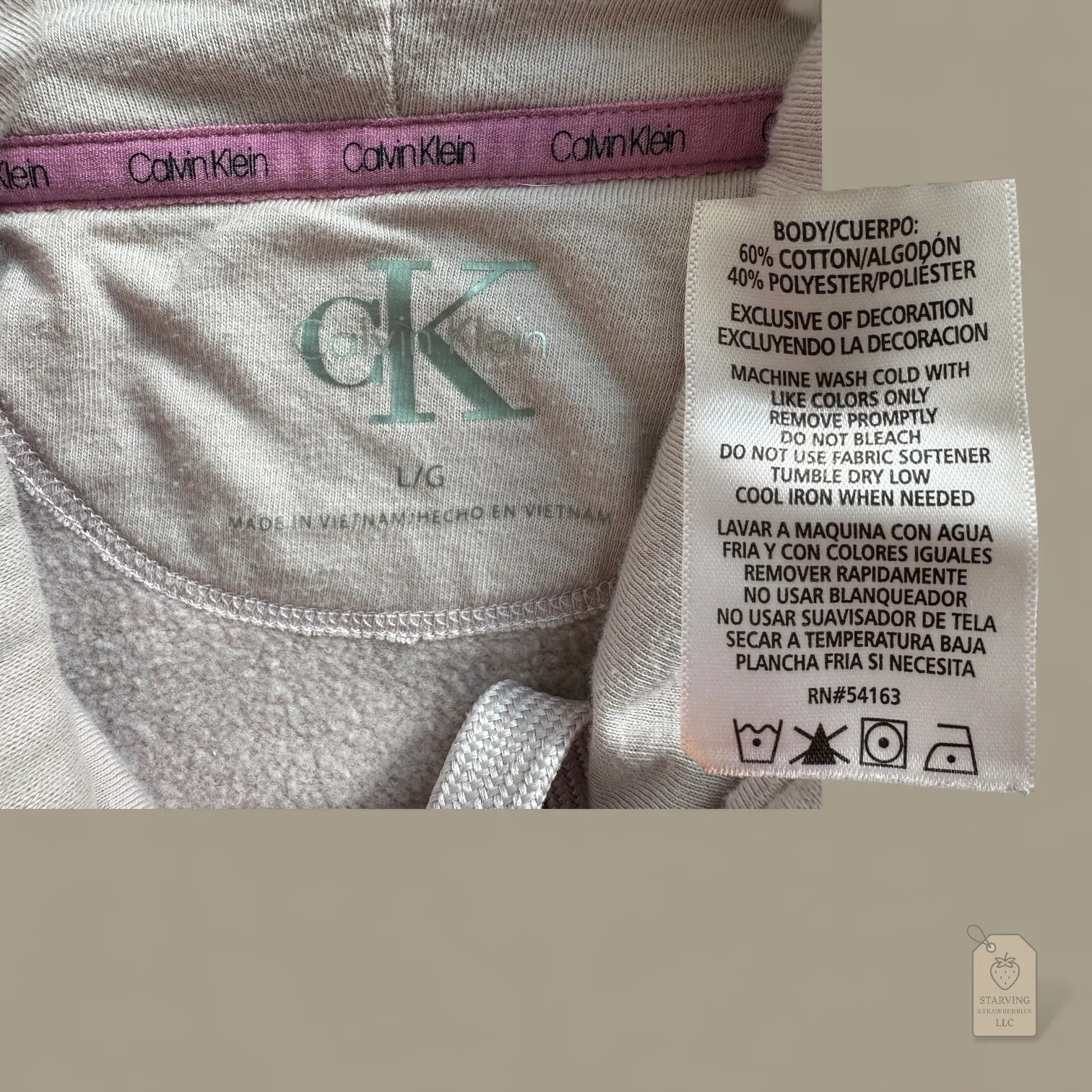 Calvin Klein Pink Cowl Neck Sweatshirt Pullover L - Image 6