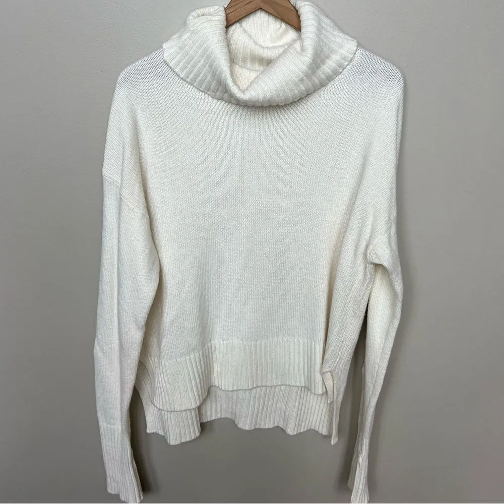 ANTHROPOLOGIE Blair Slouchy Turtle Neck Sweater in Cream Off White Size Medium - Image 3