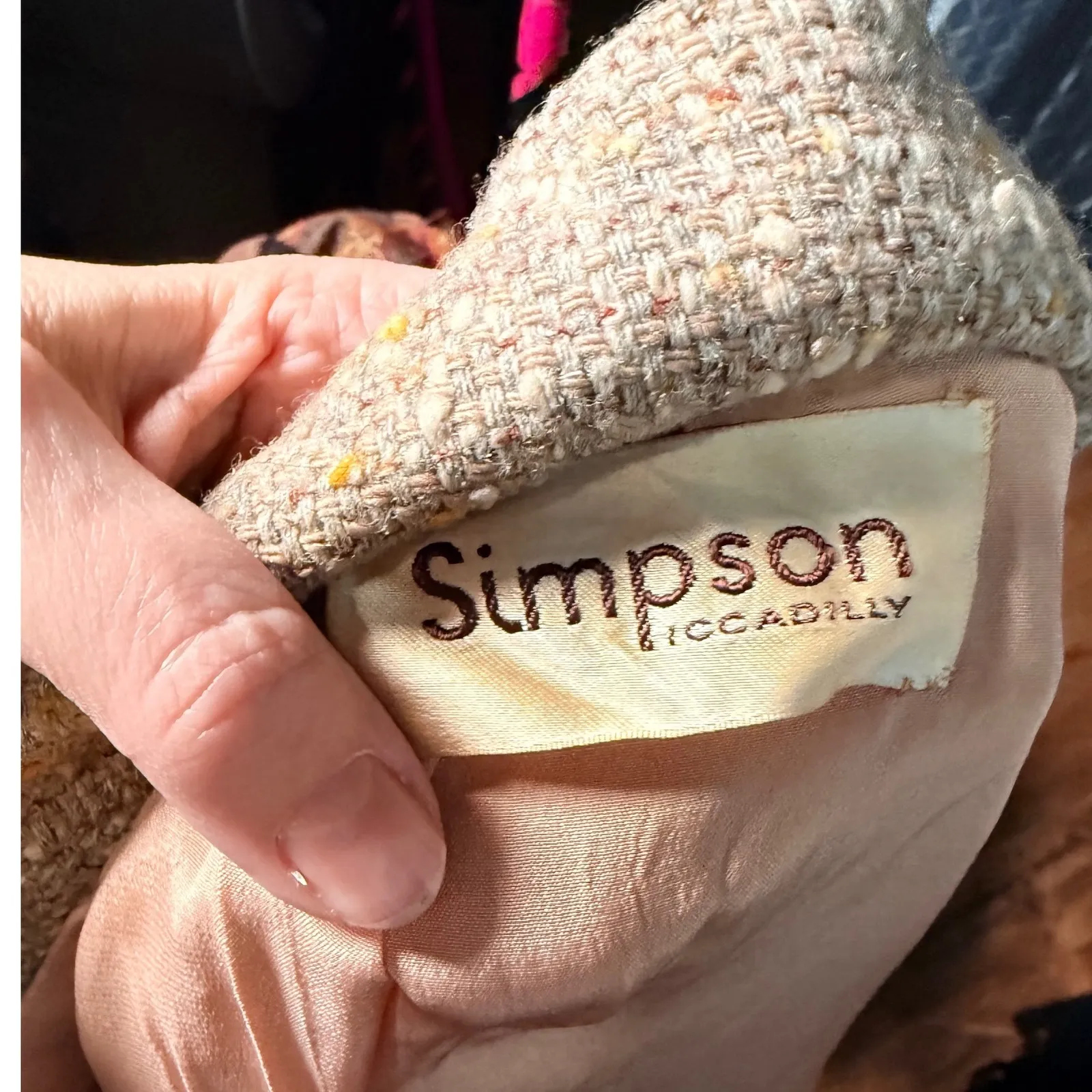 Simpson Piccadilly Tweed Blazer Jacket Beige Women's Size Small Classic Blazer Tan - Image 7