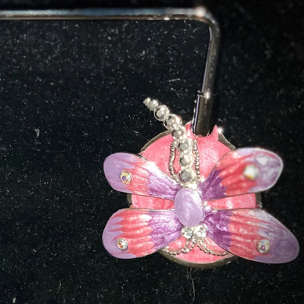Spring Street  Butterfly Purple Enameled Bag Hook Table Hanger - Image 4
