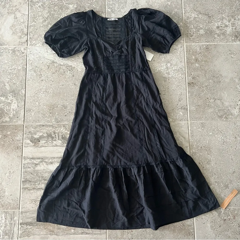 Reformation Norwich Organic Cotton Dress, Black Size 6 New w/Tag Retail $278 - Image 6