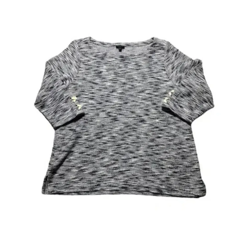 Talbots Blue Gray White Metallic Tweed Marled Long Sleeve Top - Image 3