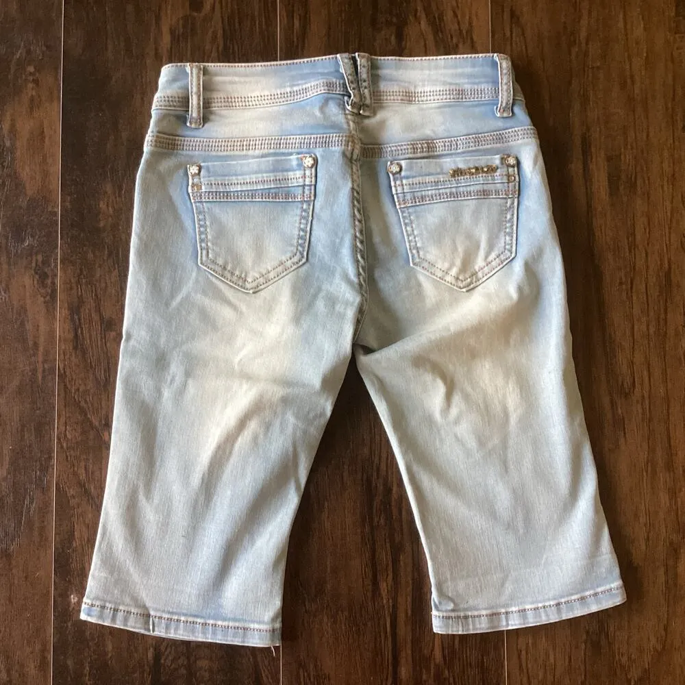 Moon Girl Long Denim Shorts Blue Size 26 - Image 6