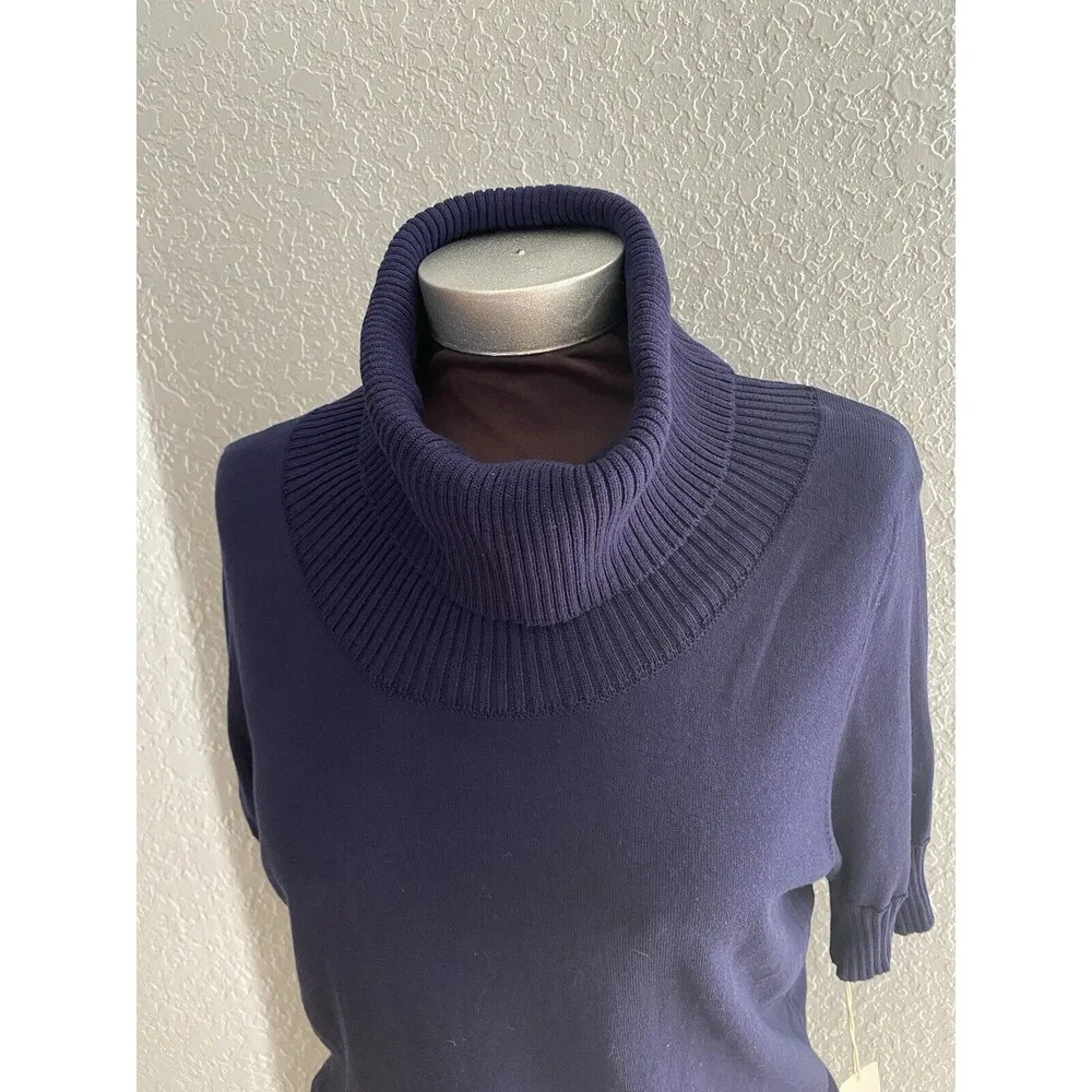 Cambridge Dry Goods Blue Turtleneck Sweater Silk Blend Pullover Size M NWT Size M - Image 2