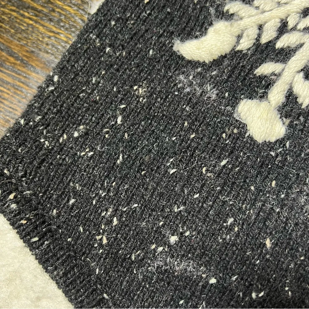 Vintage Black Knit Snowflake Embroidered Wool Blend Vest Size M - Image 10