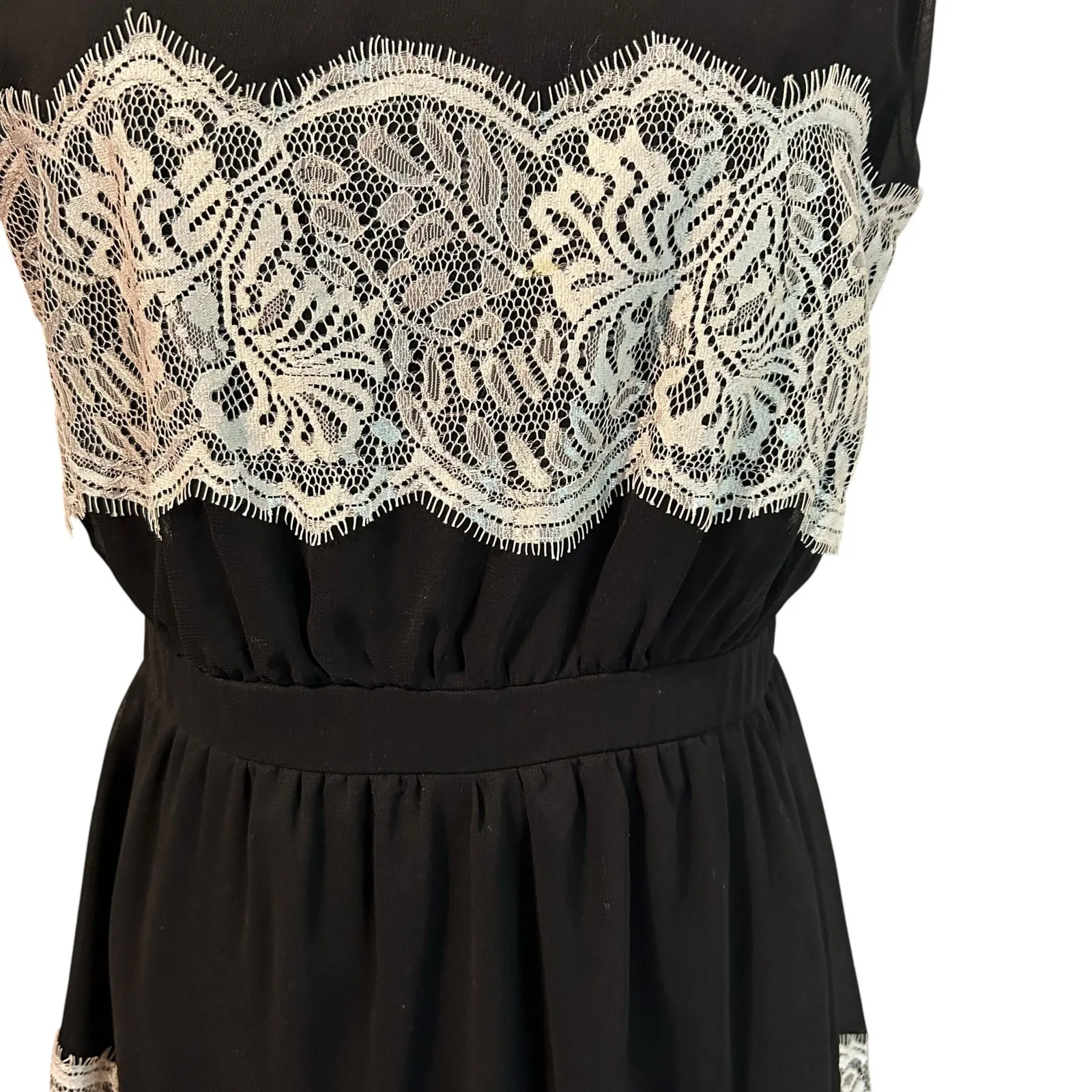 YA Los Angeles Dress Silk Blend Black Sheer w/ Lace Lining Med Sleeveless - Image 4