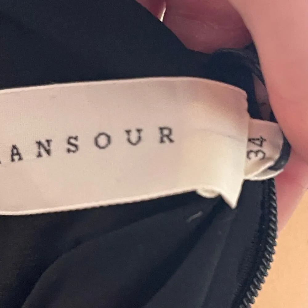 NWT Sandra Mansour jacquard pink roses mini black dress sz 34 US XS - Image 6