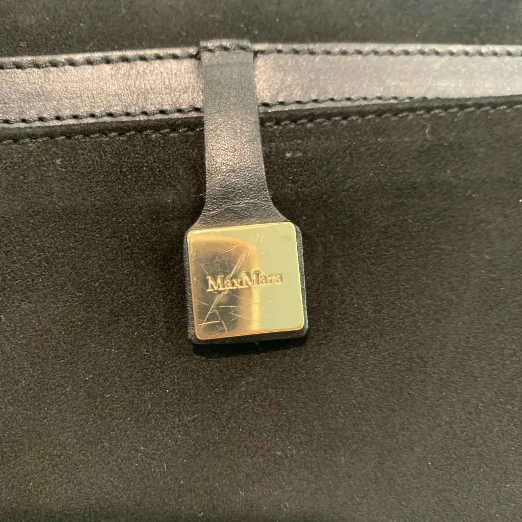 Authentic MaxMara Max Mara‎ black suede leather bag handbag - Image 2