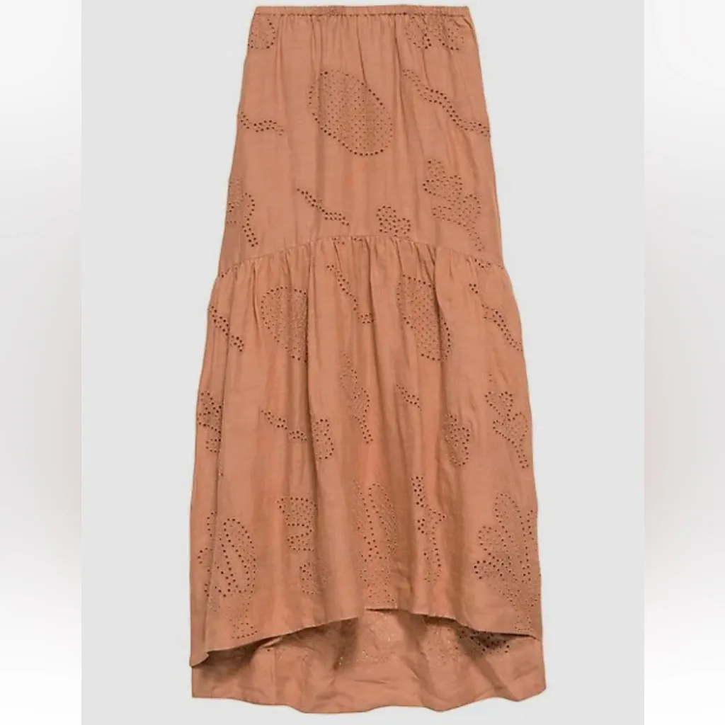 Frame Women's Orange Eyelet Tiered Maxi Skirt Size S - Image 5