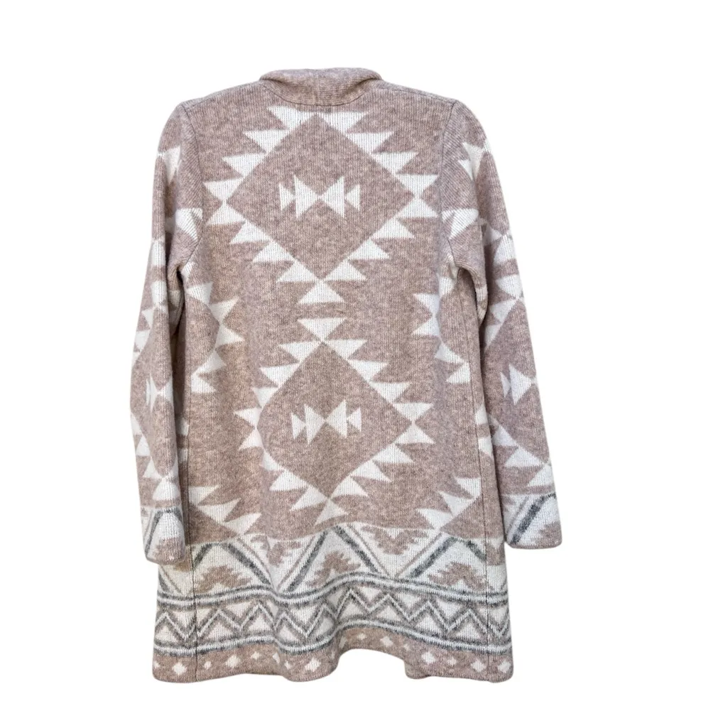 Frye Oatmeal Combo Cozy Comfy Soft Knit Geometric Print Cardigan Small New NEW‎ - Image 5
