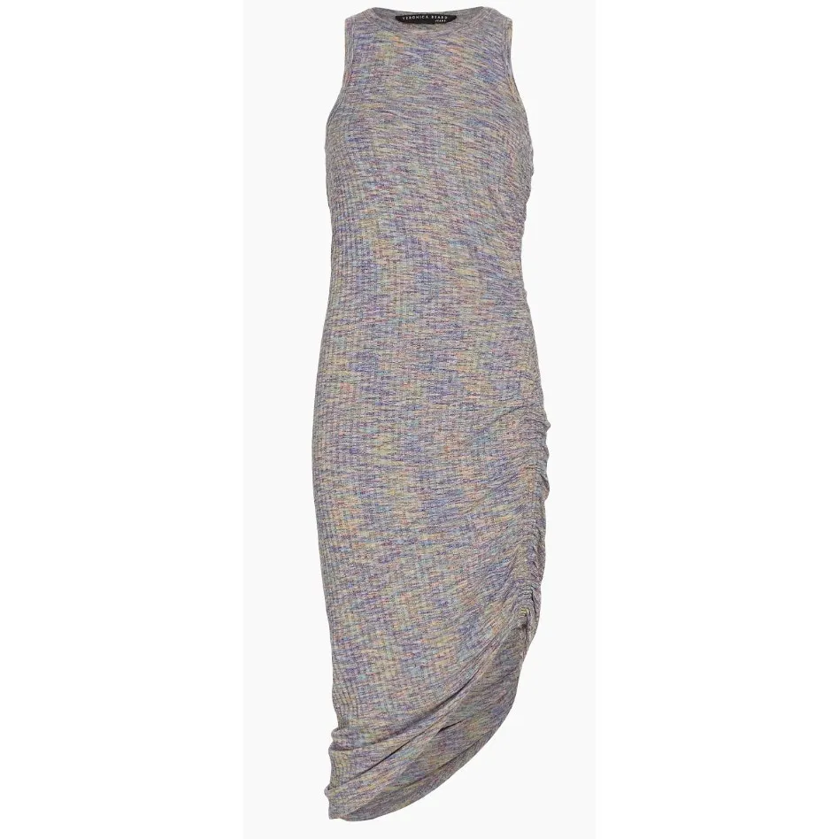 Veronica Beard Haylee Rib-Knit Ruched Midi-Dress Multicolored - Image 5