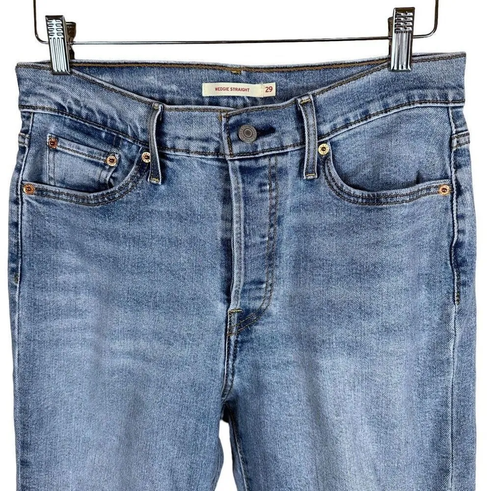 Levi’s Wedgie Straight Distressed Denim Jeans Women’s Size 29x28 - Image 3