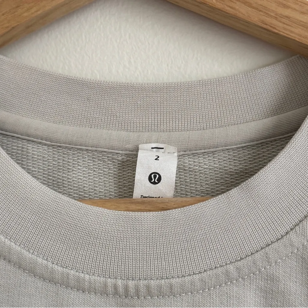 NEW Lululemon Perfectly Oversized Cropped Crew Stripe Sweater Size 2 Cream NWOT - Image 4