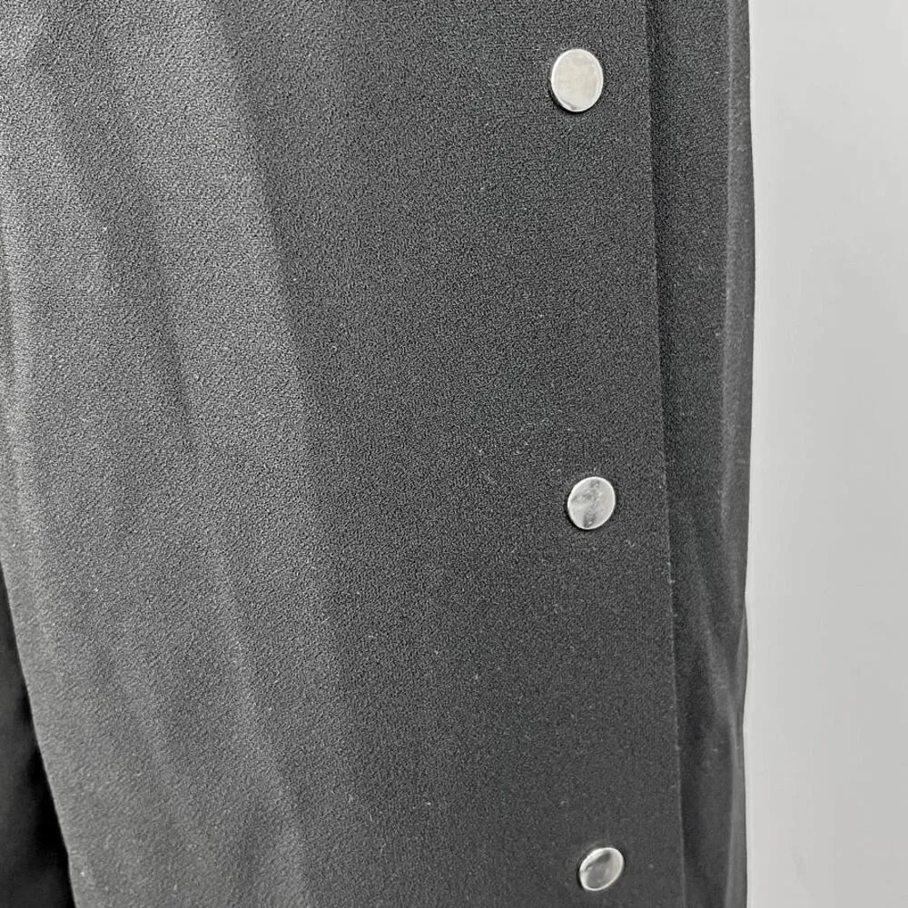 Zara Black Snap Off Buttons Wide Baggy Leg High Waist Trousers Pants Size XS - Image 5