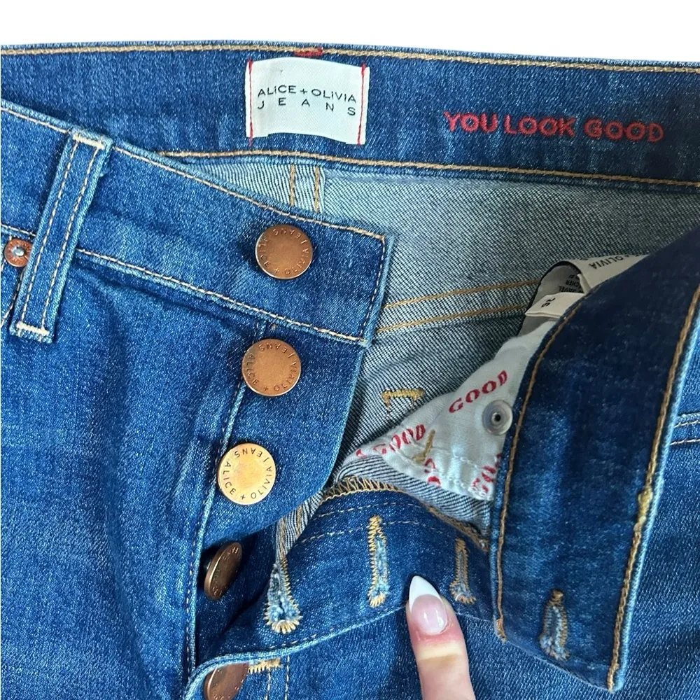 Alice + Olivia Good High-rise Exposed-button fly Skinny Jeans In Glow Up Sz 26 - Image 4