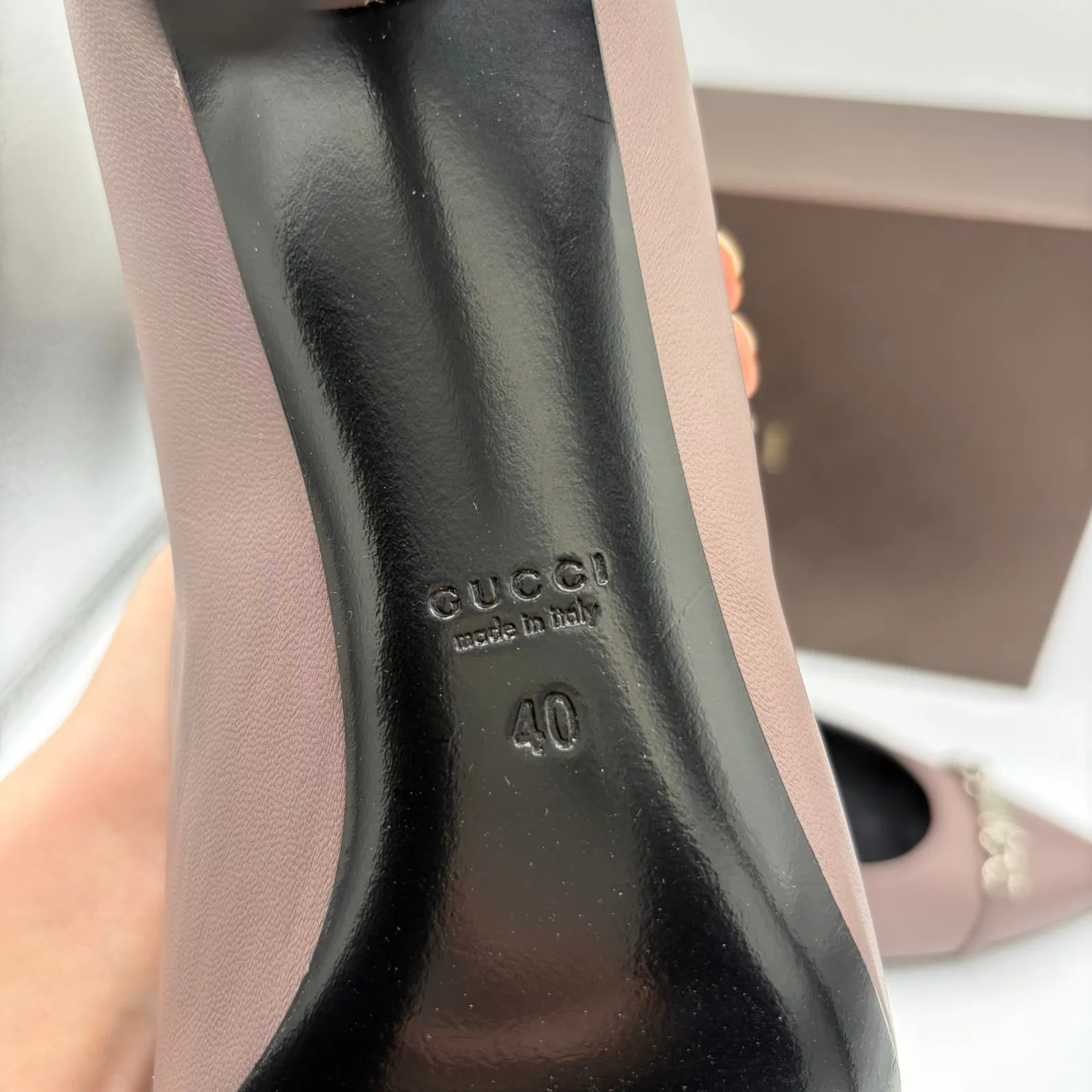 Gucci Leather Pointed Toe Heels Horsebit AUTH COA Mauve Pink Women 40 9.5 - Image 12