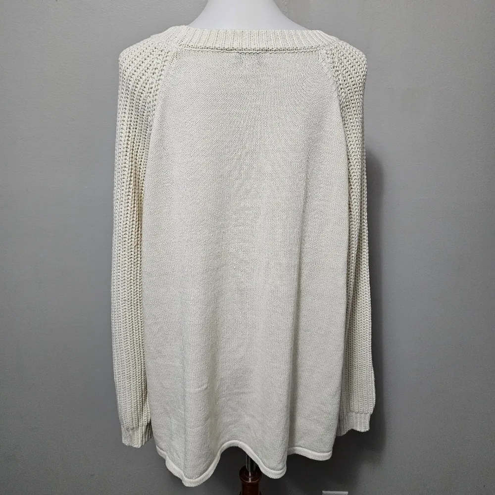 Denim&Co Natural Shaker Stitch Crewneck Long Sleeve Sweater Size XL - Image 5