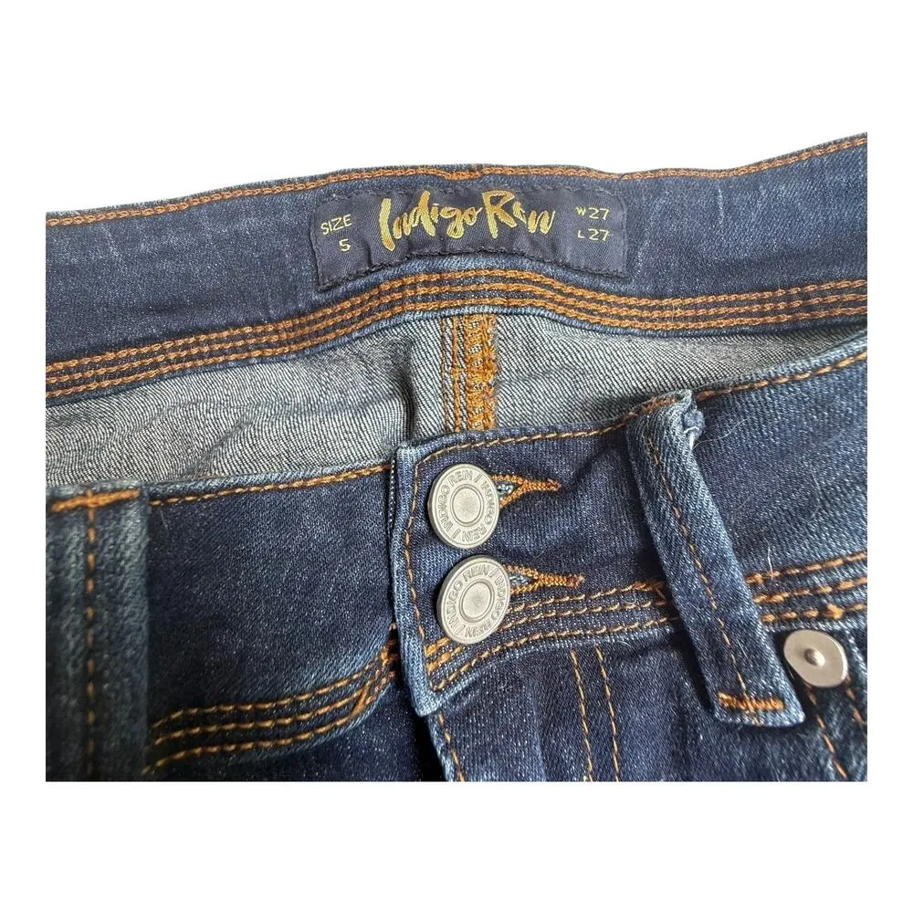 Indigo Rein Skinny BLUE JEANS Women's SMALL 27x27 Distressed Double Button Zip - Image 3