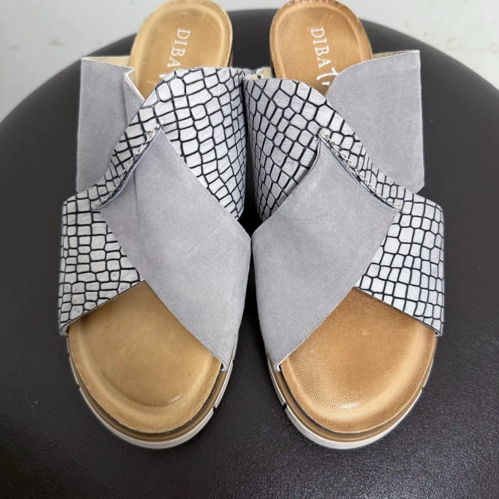 Diba True Grey Black Beachy Keen Suede Leather Wedge Slip On Platform Sandals Gray Size 8 - Image 4