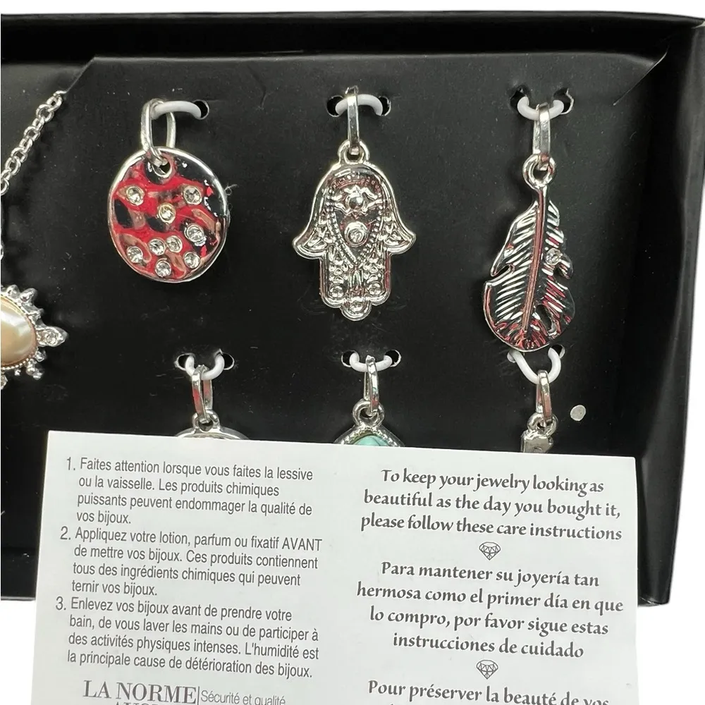 Avon 7 Days Celestial Charm Necklace Silver Tone with 7 Interchangeable Charms - Image 3