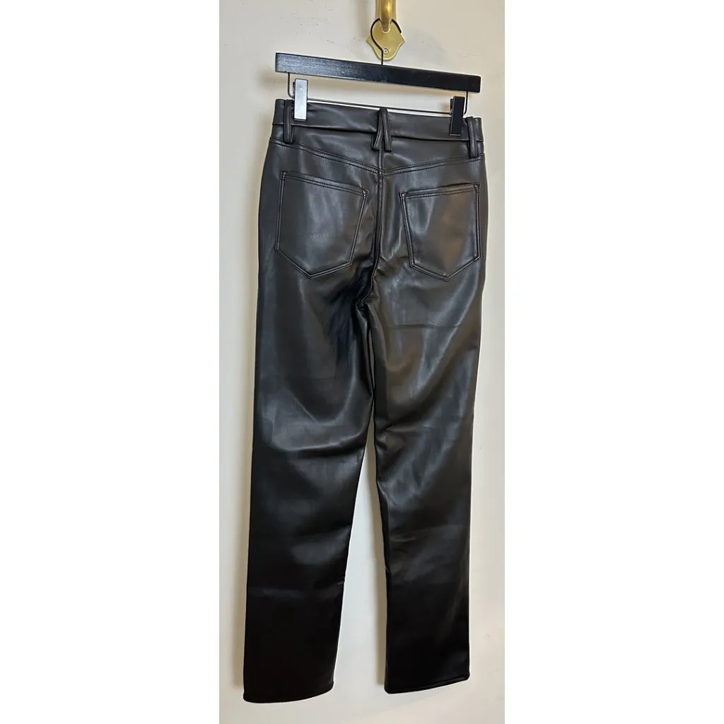 GOOD AMERICAN Faux Leather Good Icon Jeans in Black001 Size US 27 - Image 7
