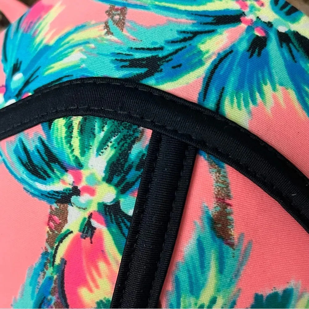 Vintage Y2K OP Halter Bikini Swim Top Women’s L (11–13) | Pink Blue Floral - Image 7