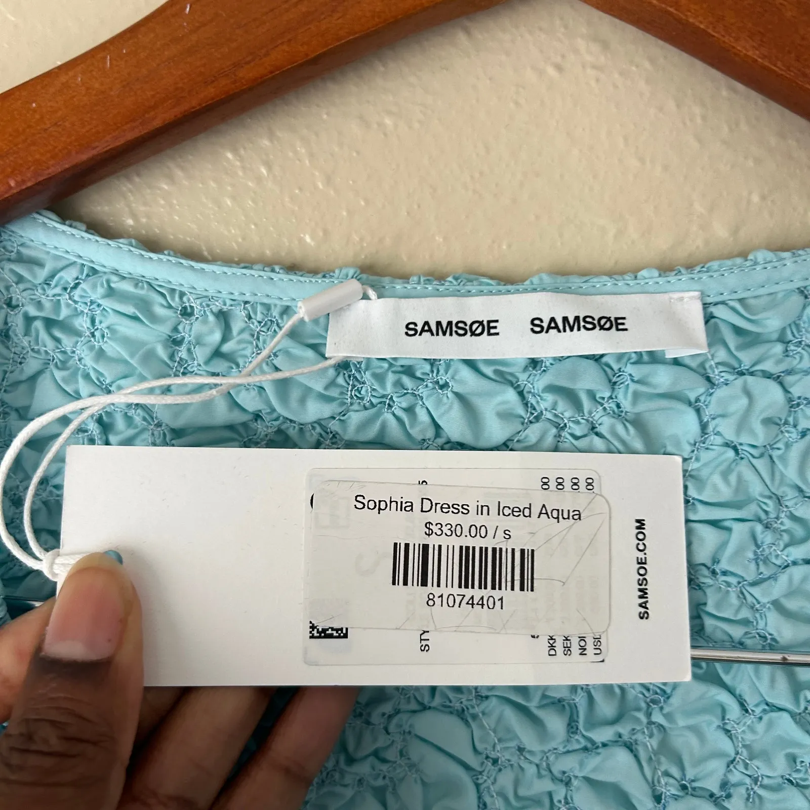 Samsoe Samsoe Blue Sophia Textured Bodycon Dress Size Small - Image 8