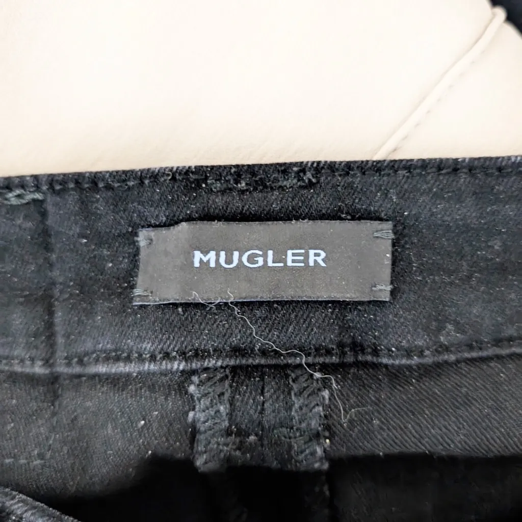 Mugler Women's Flare Leg Mid Rise Cotton Stretch Denim Jeans Solid Black 38 - Image 3
