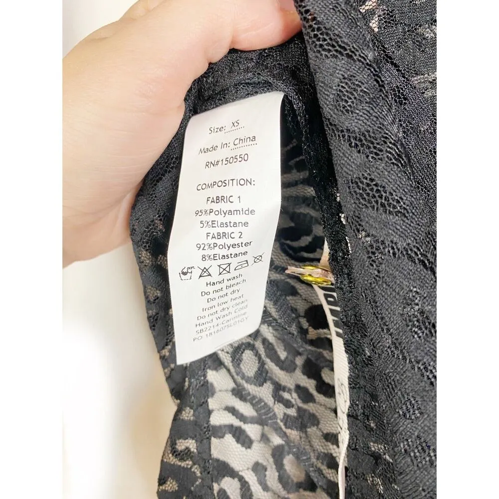 HOUSE OF CB Carmine Black Lace Long Sleeve Sheer Bodysuit XS - Image 7