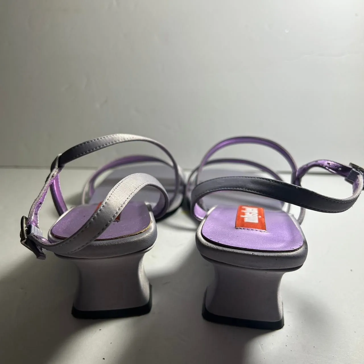 Vintage Y2K 2000s 90s square toe block he  light purple high heels shoes 8 - Image 7